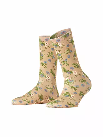 BURLINGTON | Chaussettes FLORAL ROMANCE 36-41 bleu clair | beige